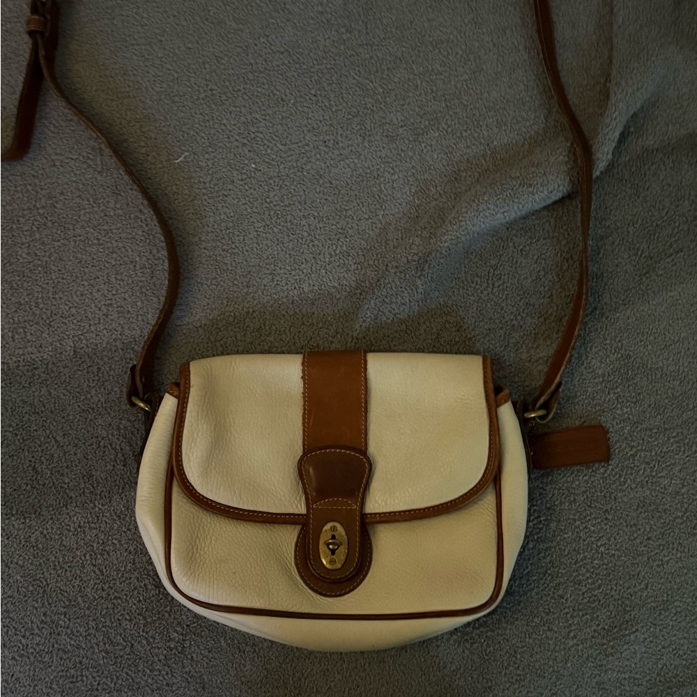Coach Cream and Brown Shoulder Bag